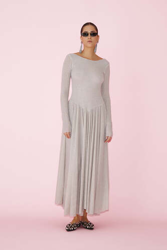 Beige Glitter Midi Dress - SS25 - PNK Casual