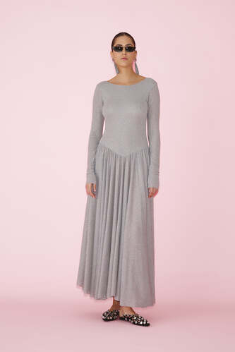 Grey Glitter Midi Dress - SS25 - PNK Casual