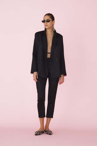 Striped Blue Oversized Blazer - SS25 - PNK Casual