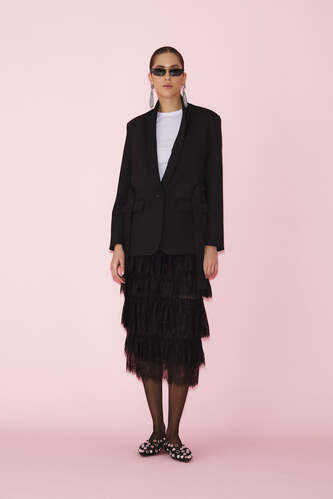 Black Cutout Blazer White Belt - SS25 - PNK Casual