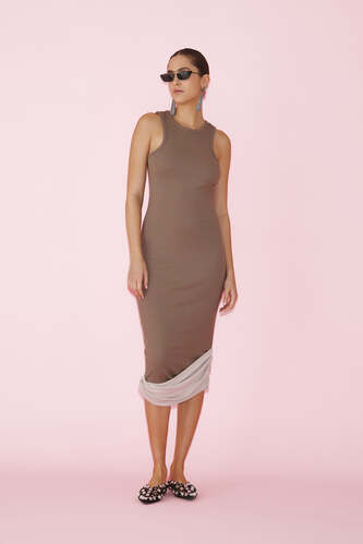 Brown Two-Color Dress - SS25 - PNK Casual