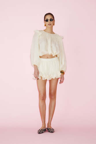 Yellow Blouse With Detail At The Waist - SS25 - PNK Casual