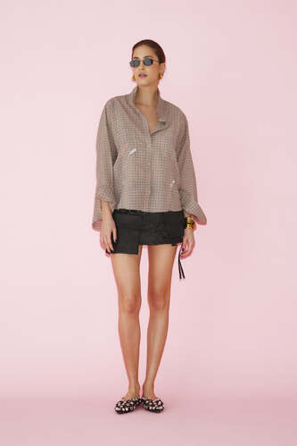 Handmade Painted Brown Oversized Shirt - SS25 - PNK Casual