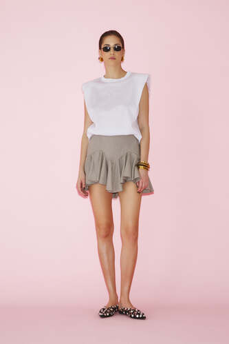Beige Viscose Mini Skirt - SS25 - PNK Casual