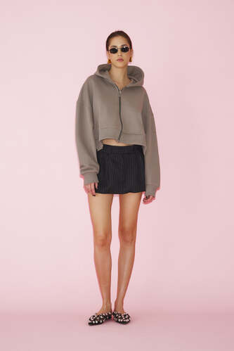 Cotton Grey Cutout Hoodie - SS25 - PNK Casual