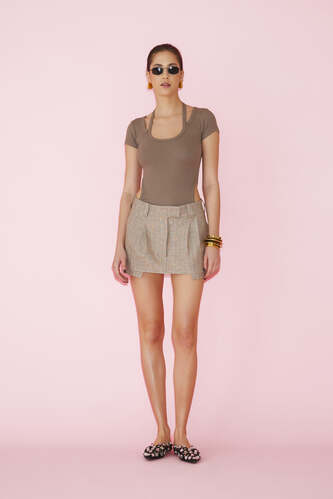 Brown Cropped Bodysuit - SS25 - PNK Casual
