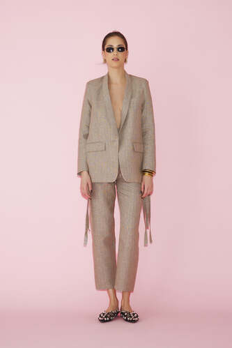 Brown-Gold Cutout Blazer - PNK Casual
