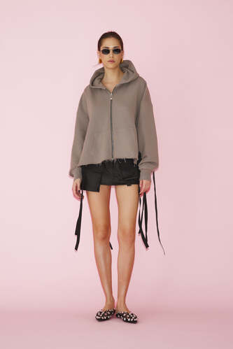 Cotton Brown Cutout Hoodie - PNK Casual