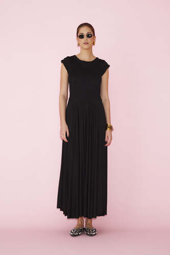 Wrap-Effect Black Midi Dress - SS25 - PNK Casual