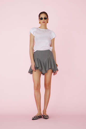 Grey Wool Mini Skirt - SS25 - PNK Casual