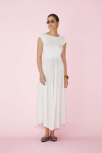 Wrap-Effect White Midi Dress - SS25 - PNK Casual