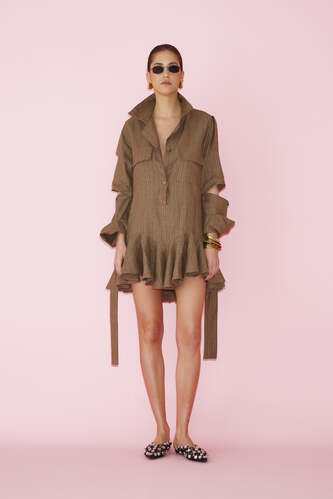 Brown-Gold Cutout Dress - SS25 - PNK Casual