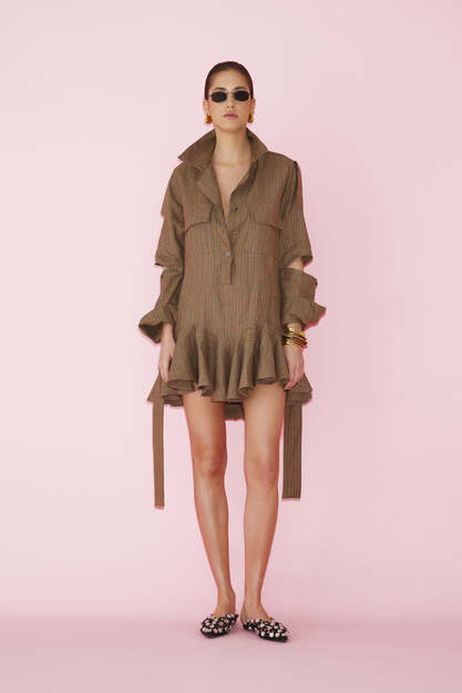 Brown-Gold Cutout Dress - SS25