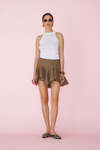 Brown-Gold Ruffled Mini Skirt - SS25