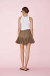 Brown-Gold Ruffled Mini Skirt - SS25