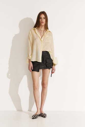 Yellow Linen Shirt With Backless - SS25 - PNK Casual
