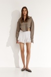 Brown Cotton Cutout Hoodi - SS25