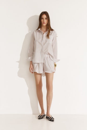 Stripe Orange Cotton Boho Shorts - SS25 - PNK Casual