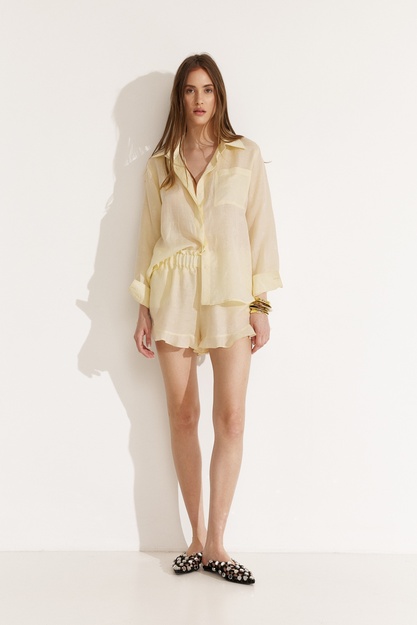 Yellow Linen Boho Shorts - SS25