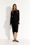 Black Midi Dress With Ruffled Details - SS25