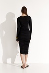 Black Midi Dress With Ruffled Details - SS25
