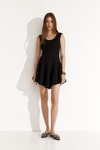 Black Mini Dress with Flared Cut - SS25