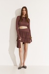 Mauve Pleated Mini Skirt with Asymmetric Hem - SS25