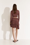 Mauve Pleated Mini Skirt with Asymmetric Hem - SS25