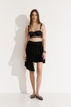 Black Pleated Mini Skirt with Asymmetric Hem - SS25