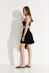 Black Pleated Mini Skirt with Asymmetric Hem - SS25