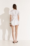 White Wrap Linen Lace Blouse - SS25