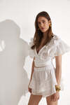 White Wrap Linen Lace Blouse - SS25