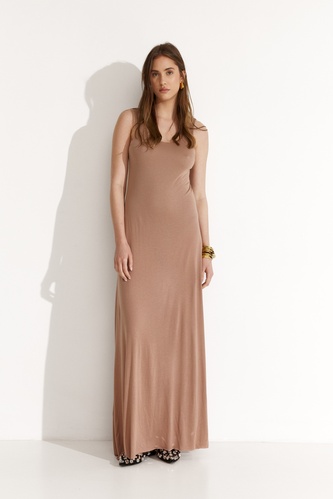 Beige Maxi Dress With Built-Bodysuit - SS25 - PNK Casual