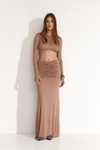 Beige Maxi Skirt With Ruched Waist Detail - SS25