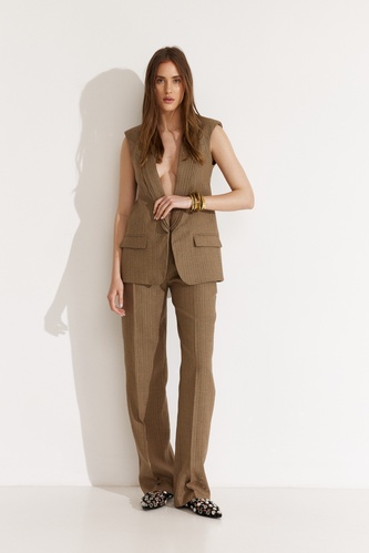 Brown-Gold Vest With A Deep V-Shaped Lapel - SS25 - PNK Casual