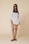 Off White Linen-Cotton Ruffled Top - SS25