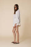 Off White Linen-Cotton Ruffled Top - SS25