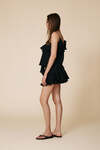 Black Cotton With Lace Inserts Shorts - SS25