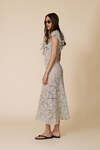 Light Green Midi Lace Dress With Ruffled Neckline - SS25