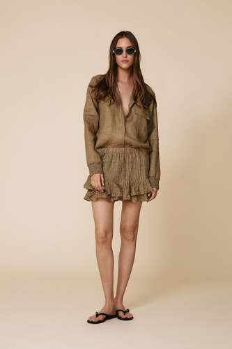 Kaki Pleated Shorts - SS25 - PNK Casual