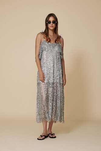 Grey Sequin Midi Dress - SS25 - PNK Casual