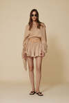 Beige Cotton Wrap Linen Blouse - SS25