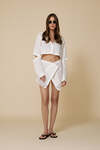White Versatile Linen Shirt With Lace - SS25