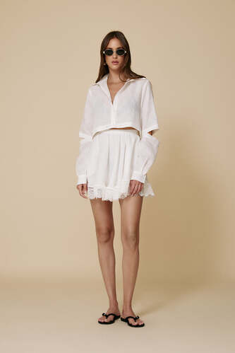 White Mini Skirt With Lace - SS25 - PNK Casual