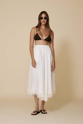 White Midi Skirt With Lace - SS25 - PNK Casual