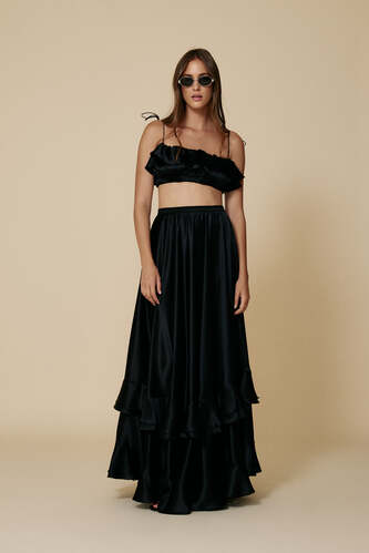 Cropped black Silk Top - SS25 - PNK Casual