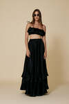 Black Silk Maxi Skirt With Ruffles - SS25