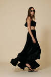 Black Silk Maxi Skirt With Ruffles - SS25