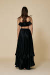 Black Silk Maxi Skirt With Ruffles - SS25