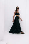Black Silk Maxi Skirt With Ruffles - SS25